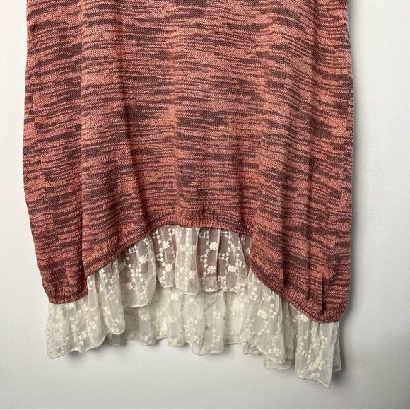 LOGO by Lori Goldstein Space Dye Sweater Tank w/ Lace Hem Women's Size Large - Picture 5 of 8